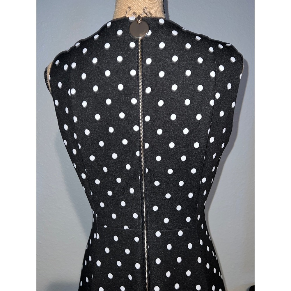 Calvin Klein Black White Polka Dot Sleeveless Fit Flare Midi Dress Size 8 - Picture 4 of 11